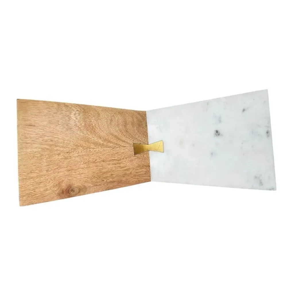 Crate & Barrel Cheese Board Wood Marble Serving Tray Decor Party 18”